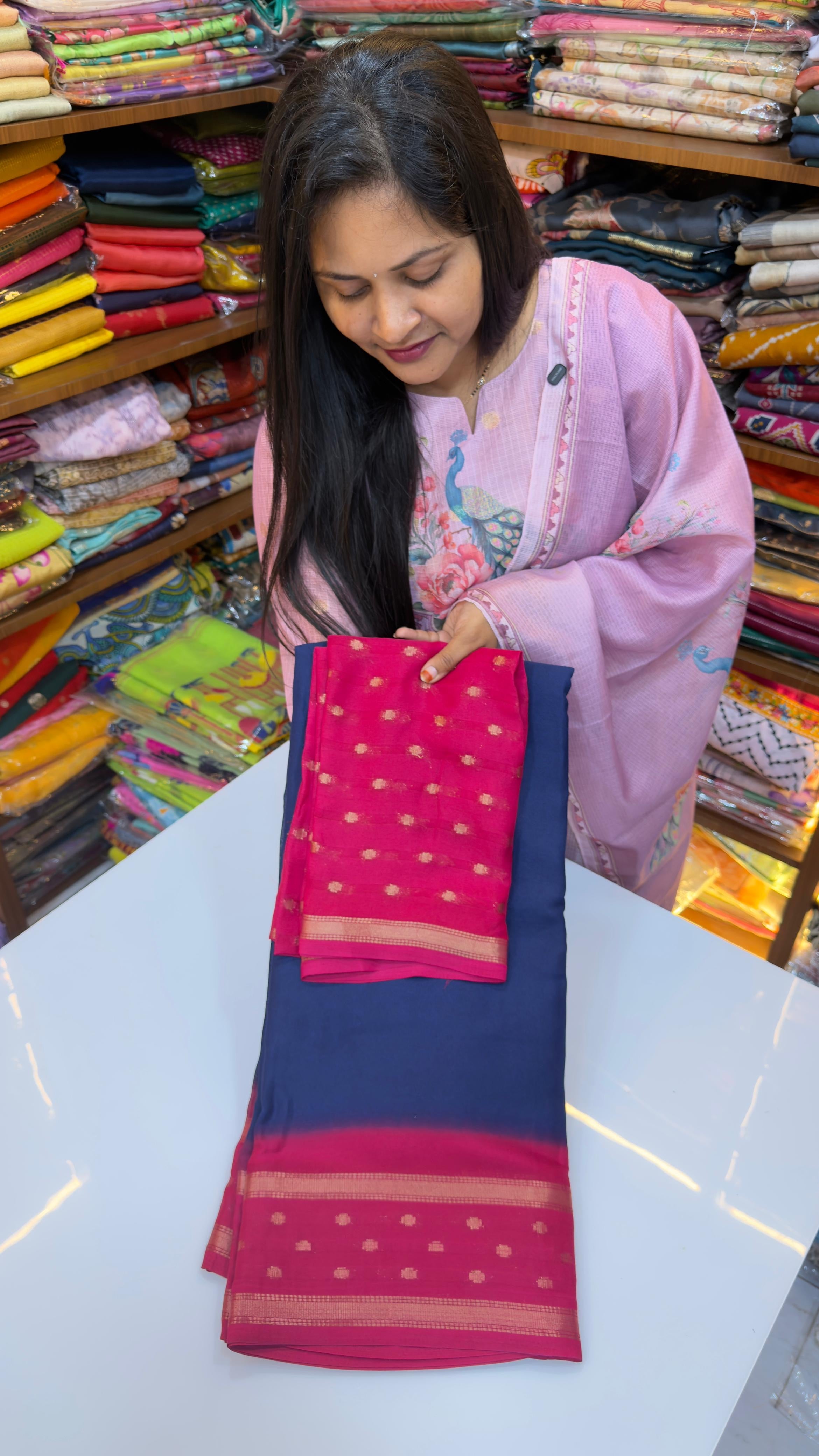 Dual shade marshmallow saree