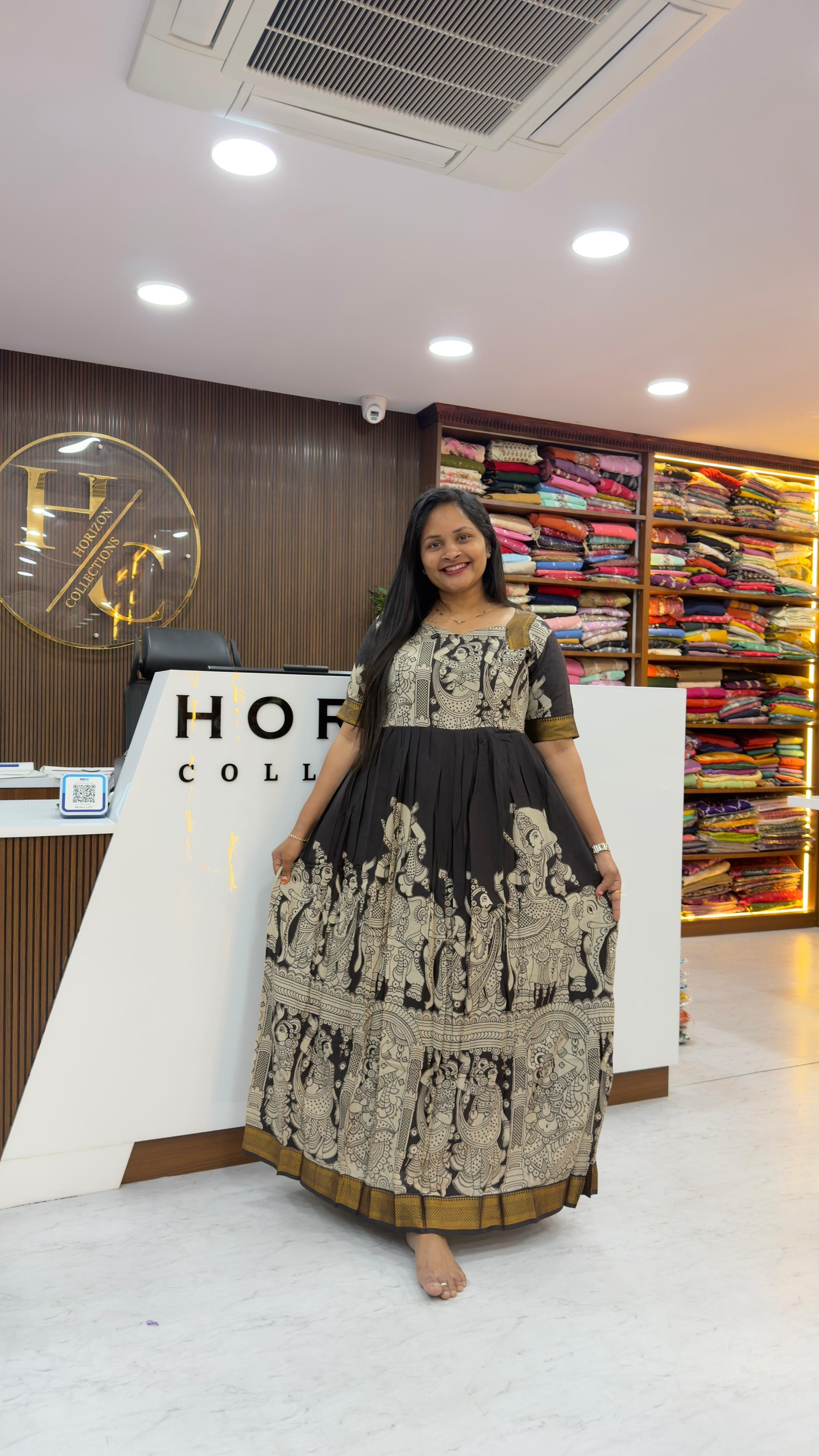 Pure Kalamkari Nellore silk fabric customised dress