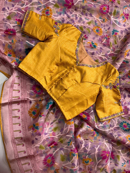 Brasso Saree With Unstitched blouse