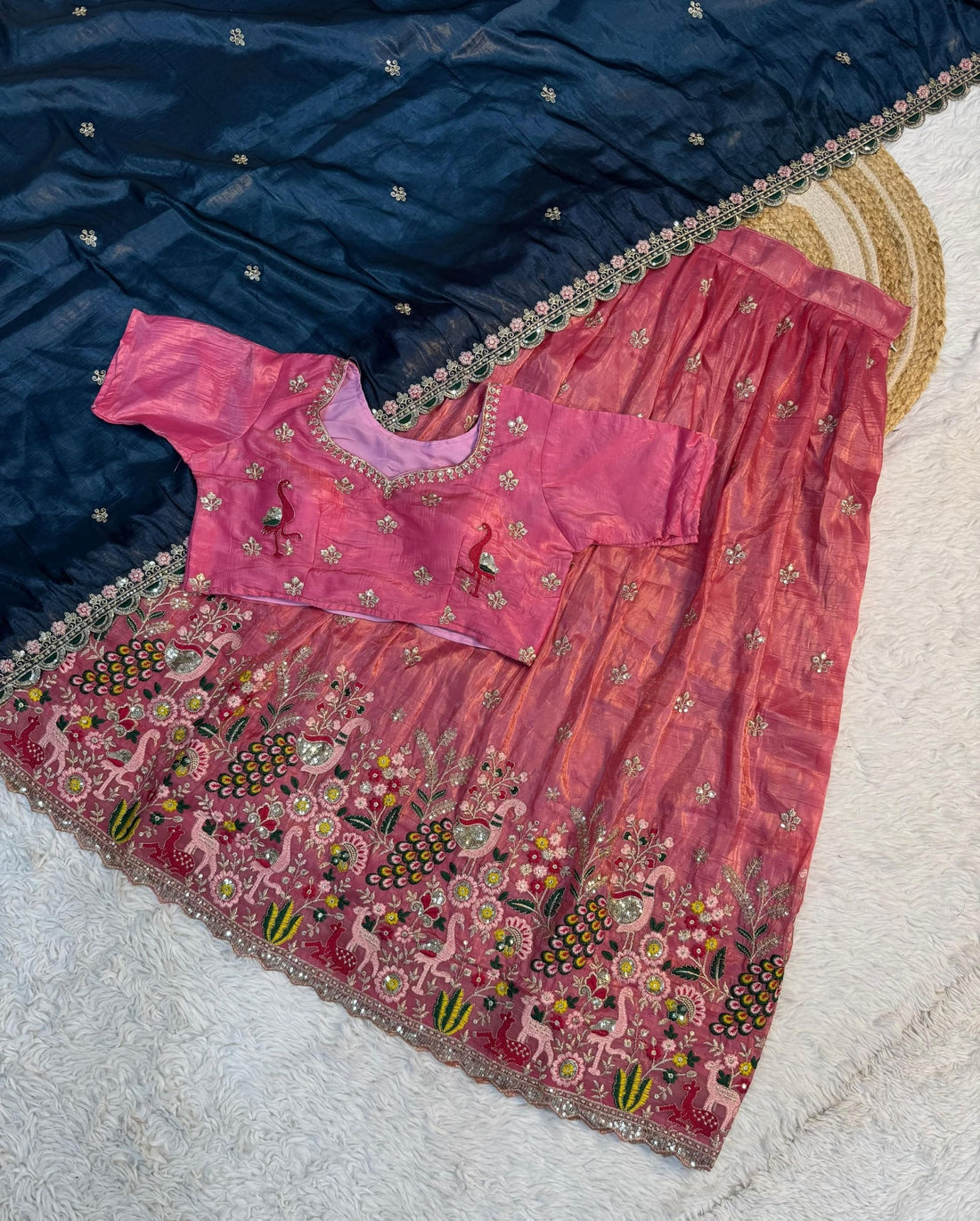 Gold Crush silk pattu lehenga