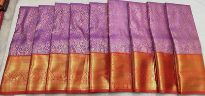 Lavender Red Pattu Saree