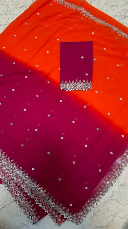 Dual shade party wear saree
