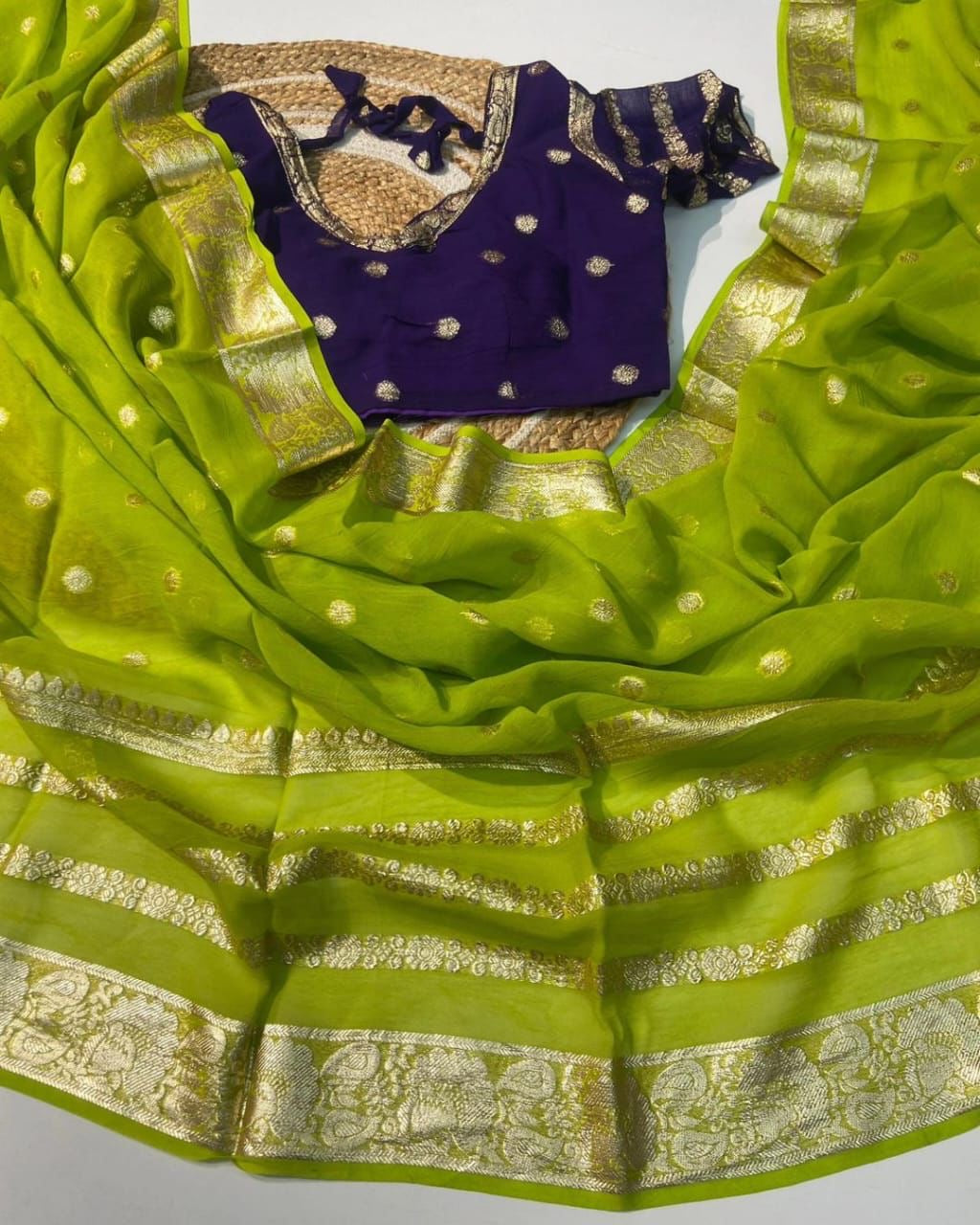 Viscose Georgette saree with stitched blouse