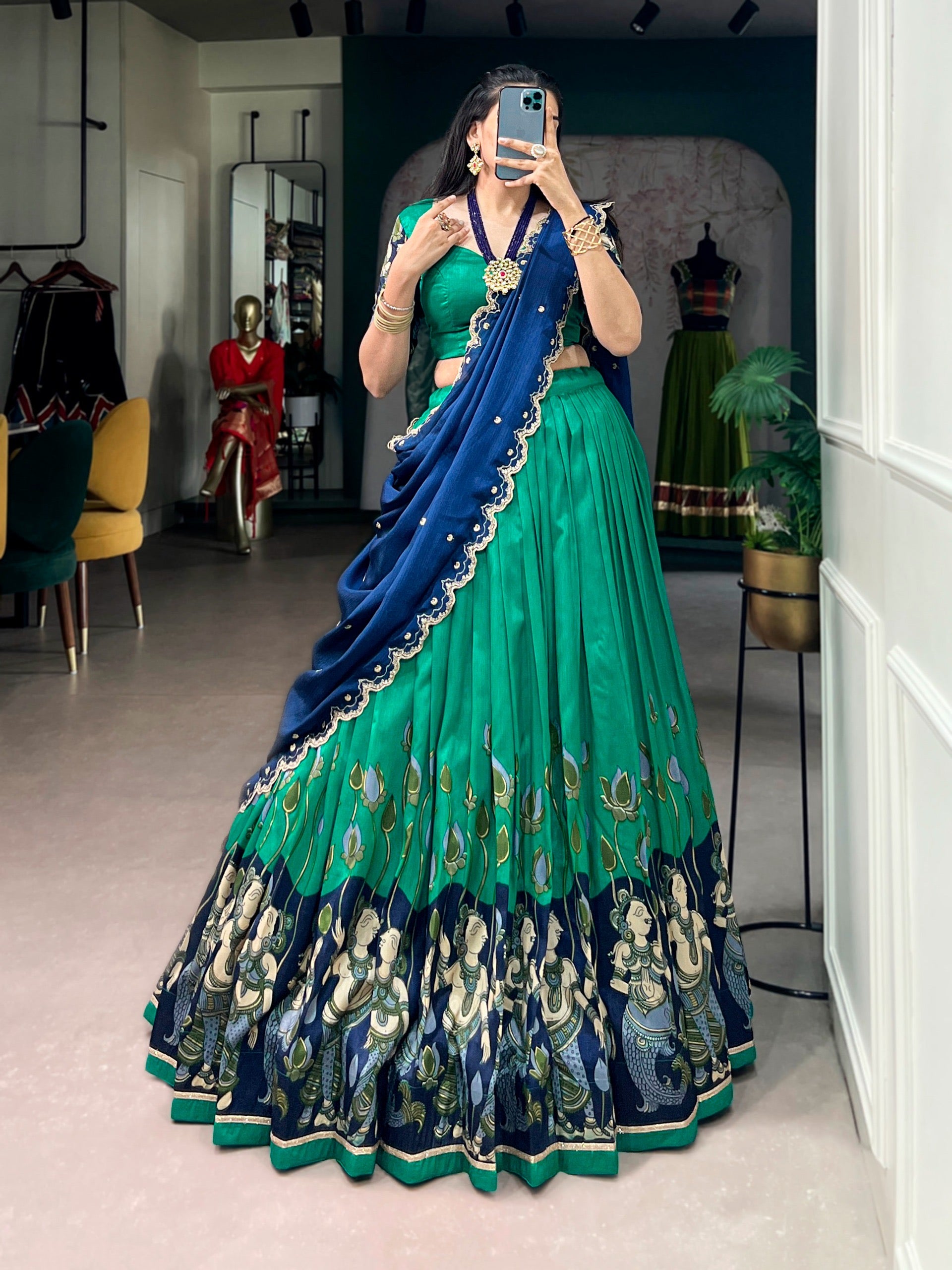 Tasar Kalamkari Lehenga(NON-STORE)