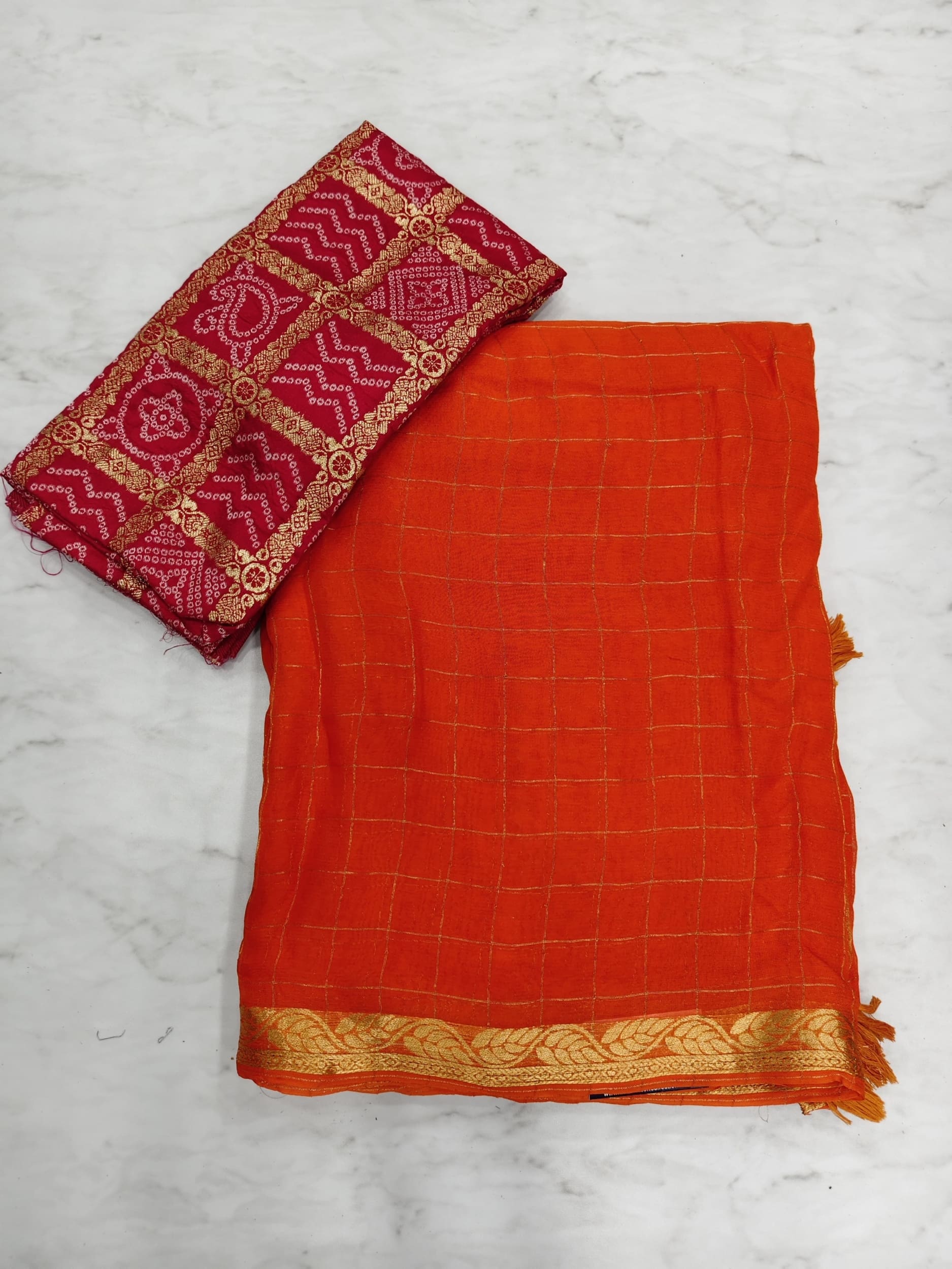 Trending Orange Saree(premium Quality)