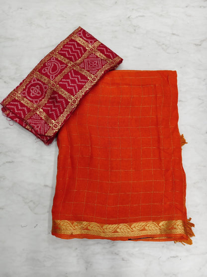 Trending Orange Saree(premium Quality)