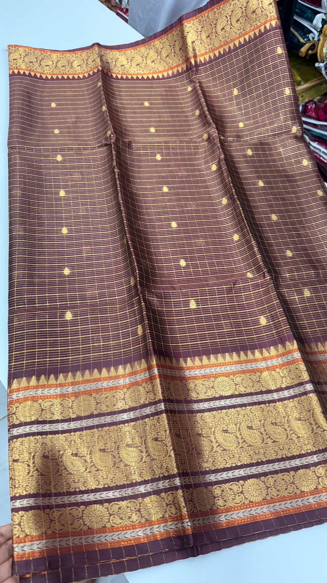 Vintage brown chexs saree
