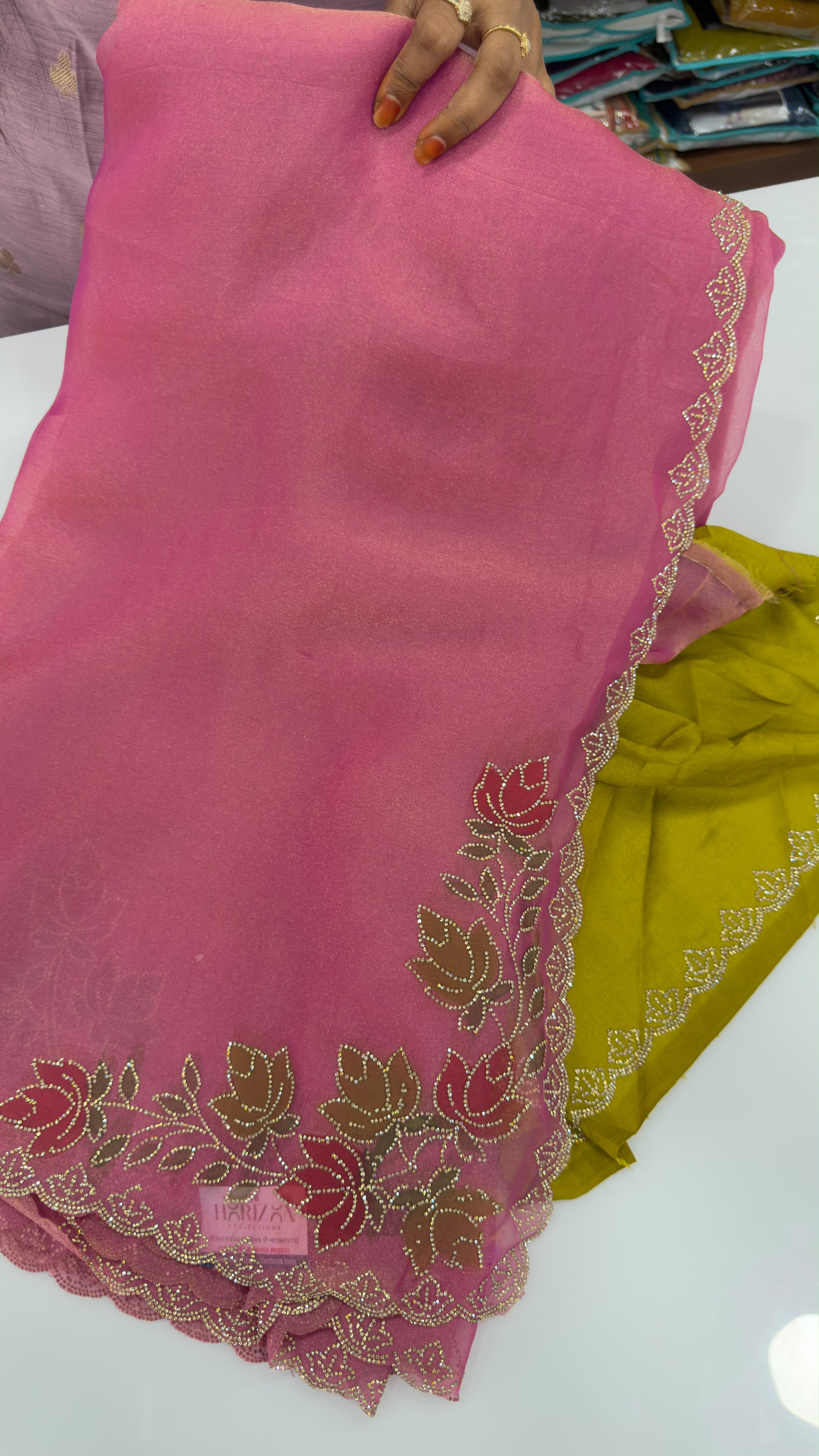 Soft organza shimmer tissue sarees