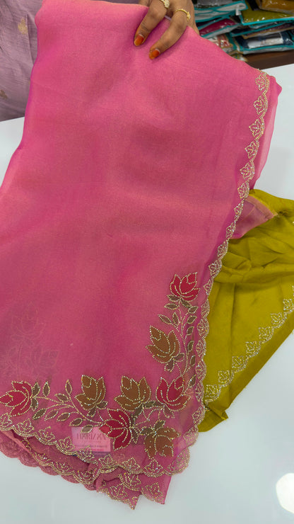 Soft organza shimmer tissue sarees