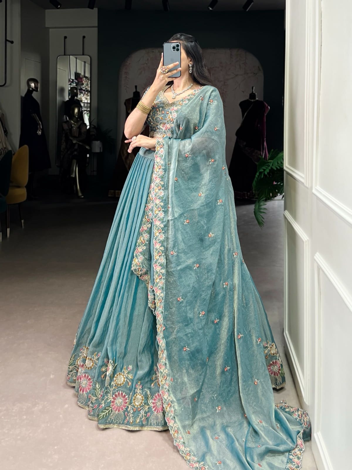 Space silk lehenga
