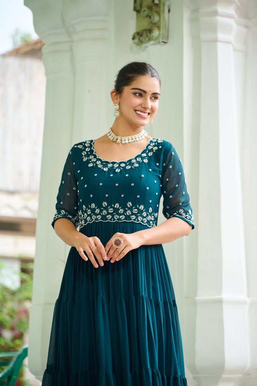 Long gown with beads work The Horizon Collections Long gown with beads work The Horizon Collections
