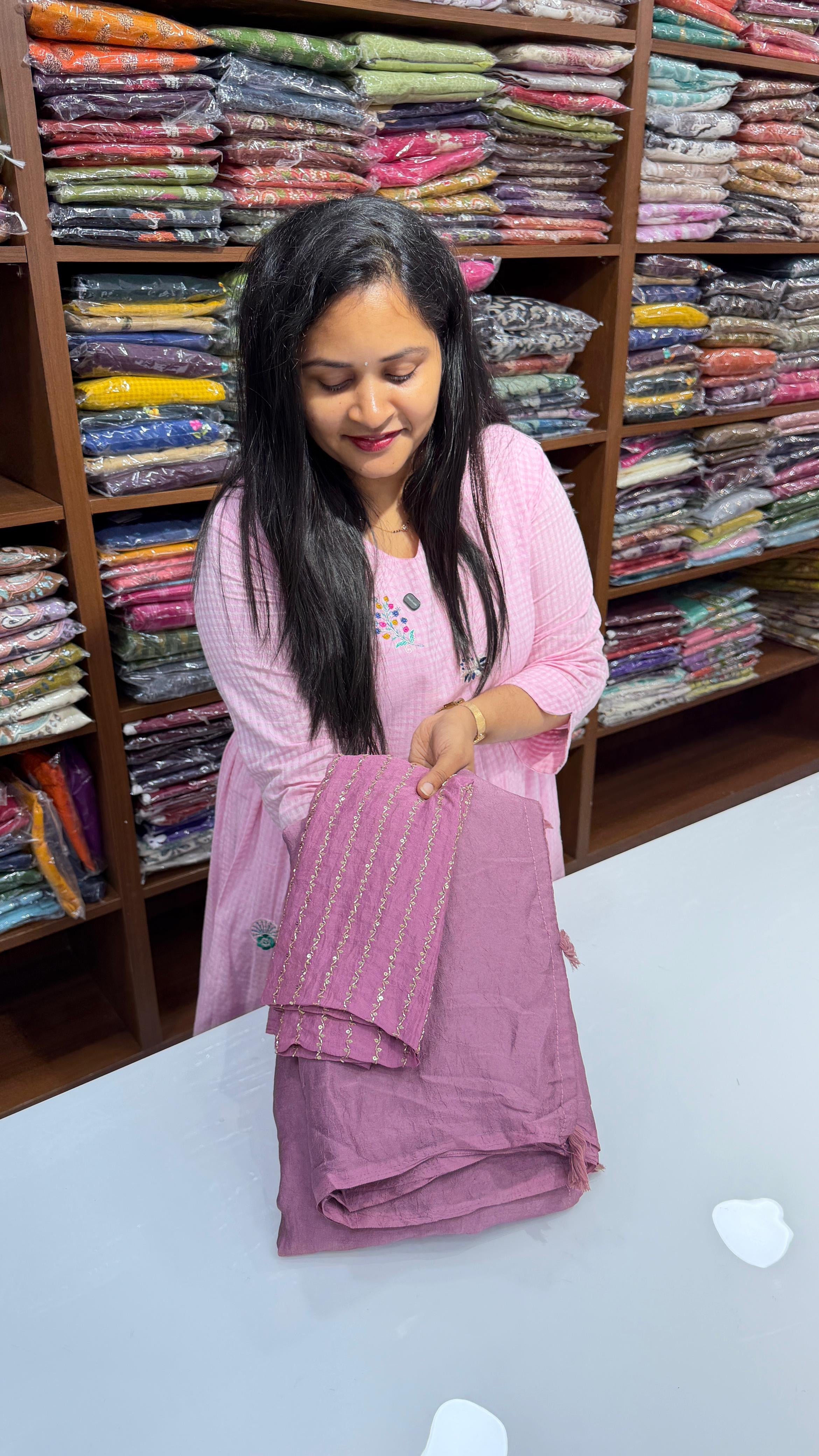 Party wear sarees with maggam work blouse