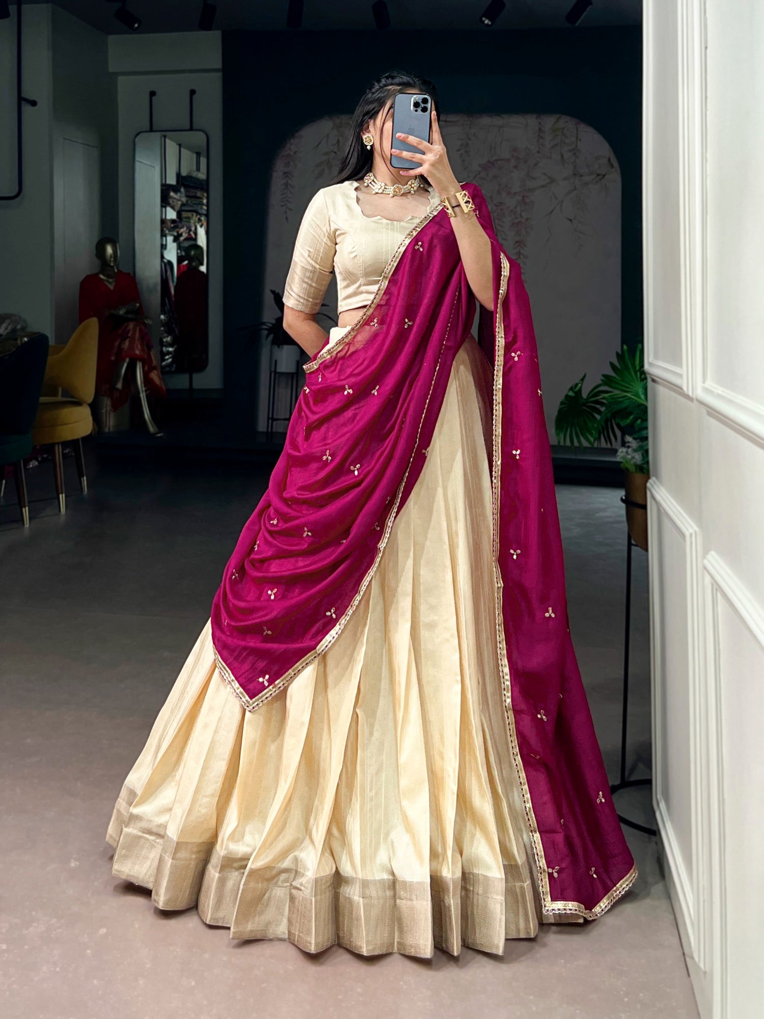 Beautiful half white Lehenga