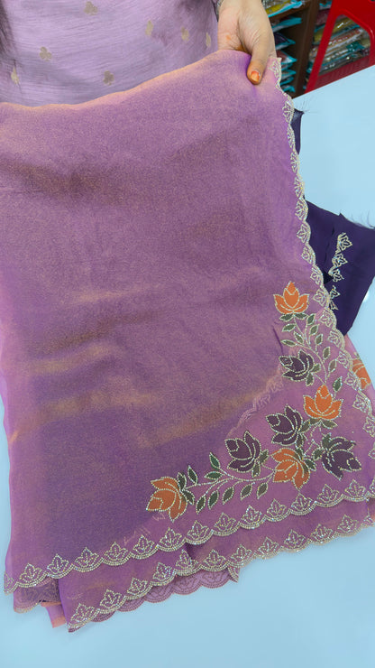 Soft organza shimmer tissue sarees