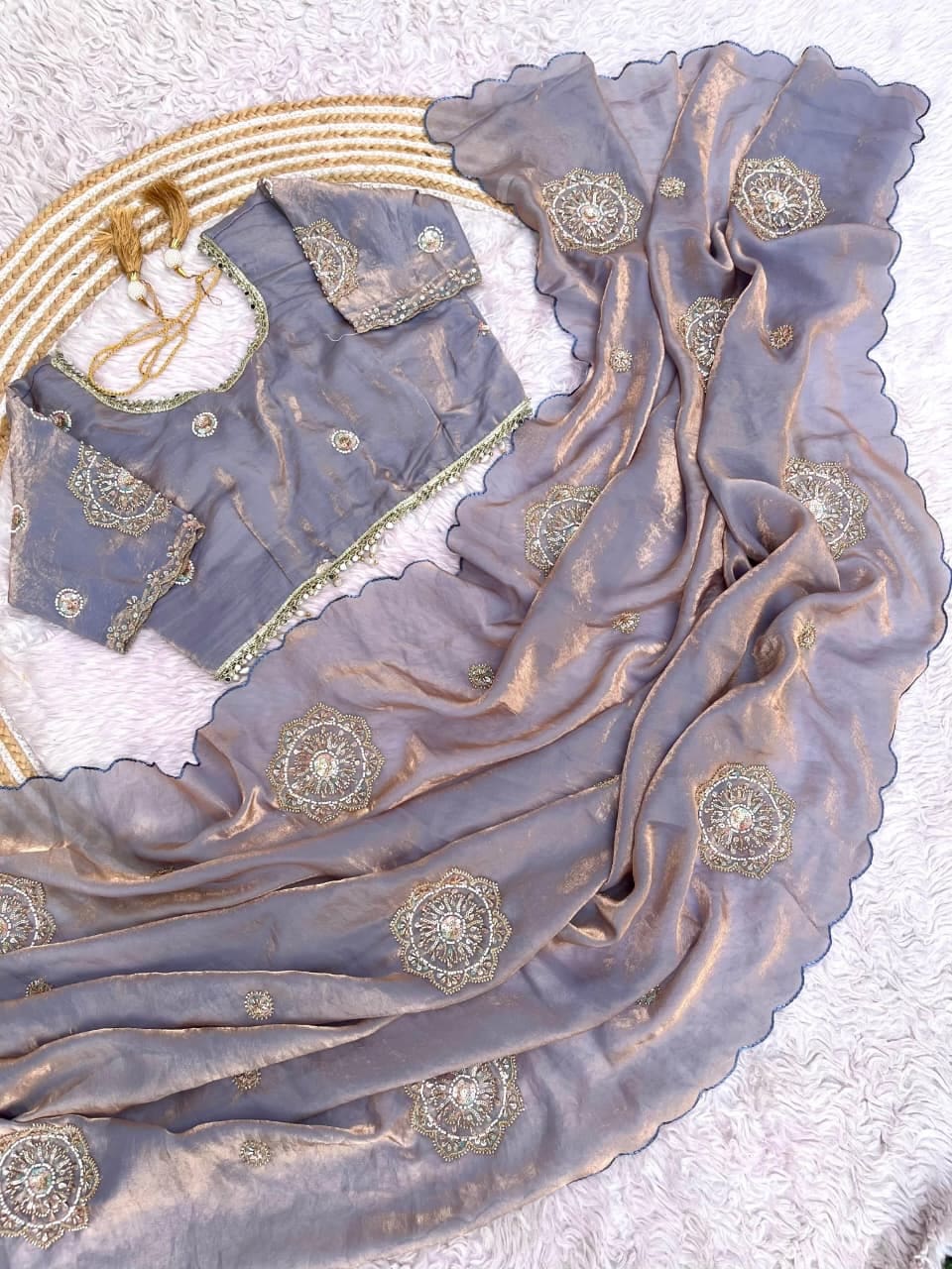 Maggam work party wear saree