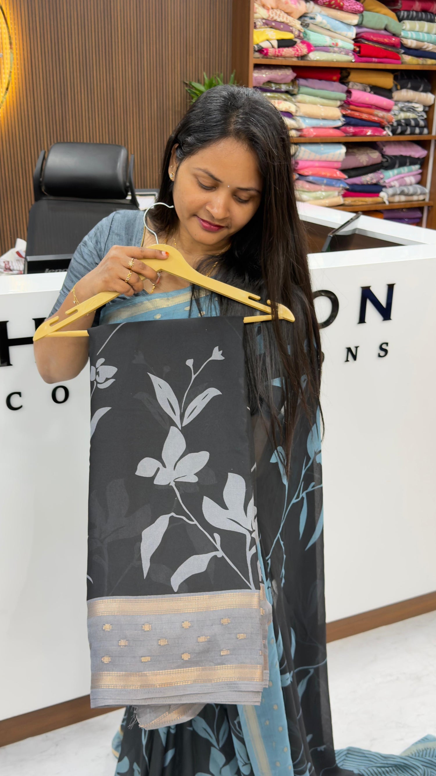 Marshmallow black sarees