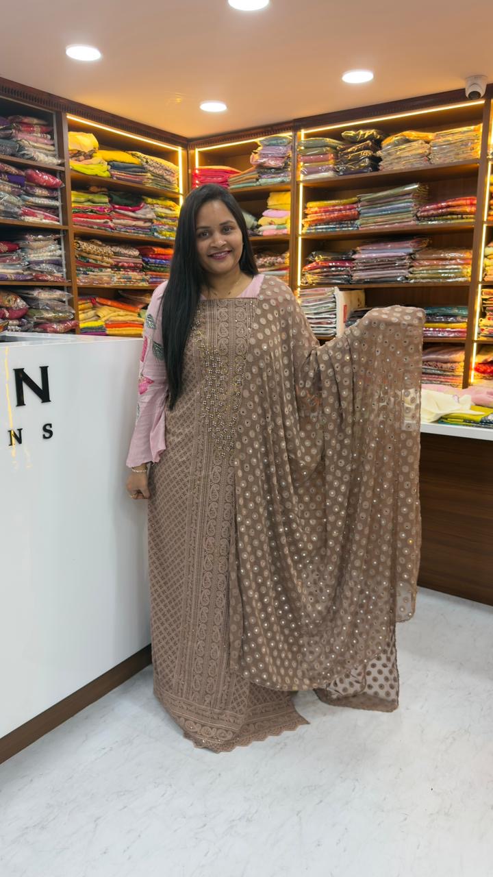 Chikankari Georgette fabric dress material