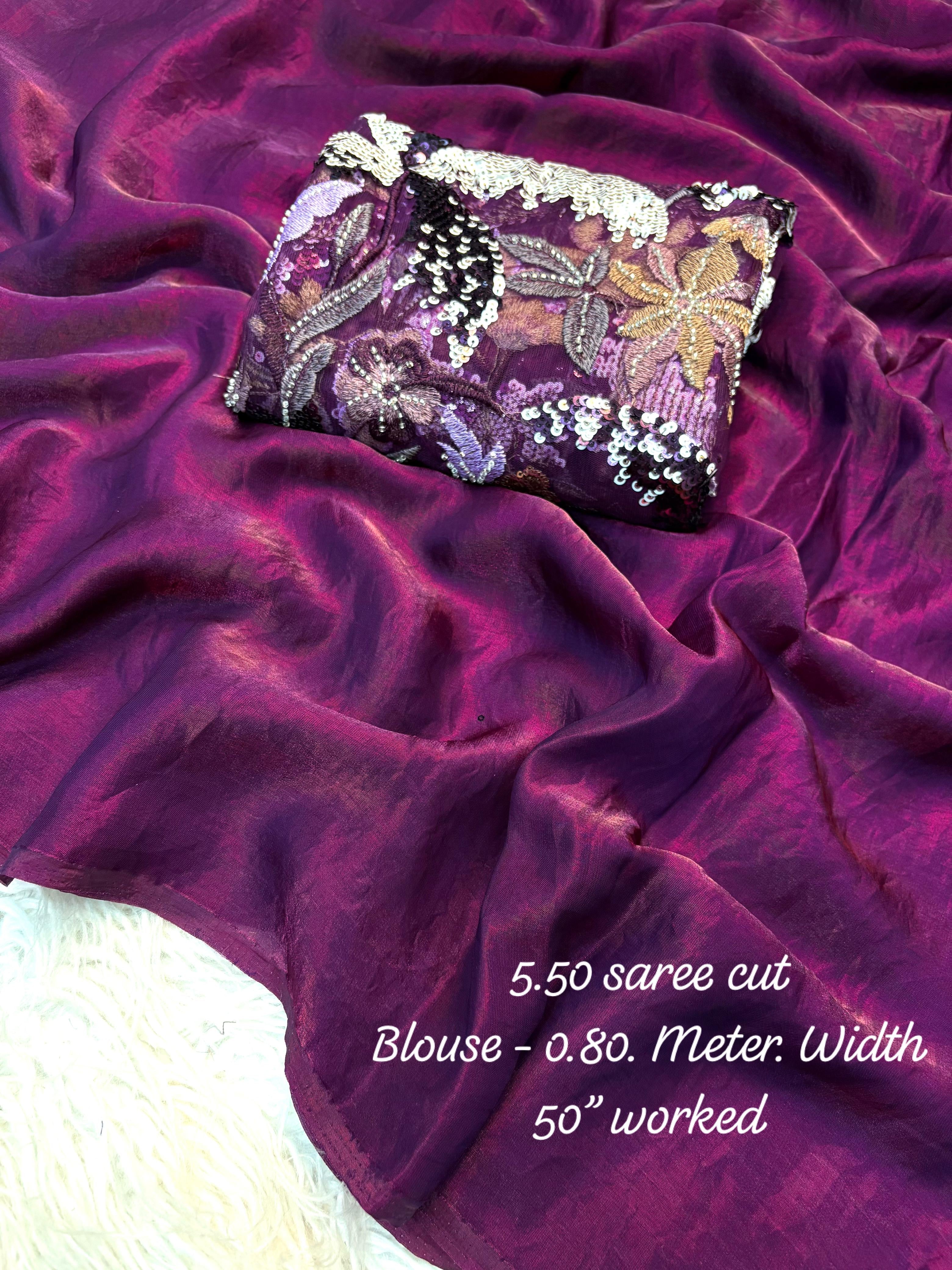 Space silk saree with heavy blouse