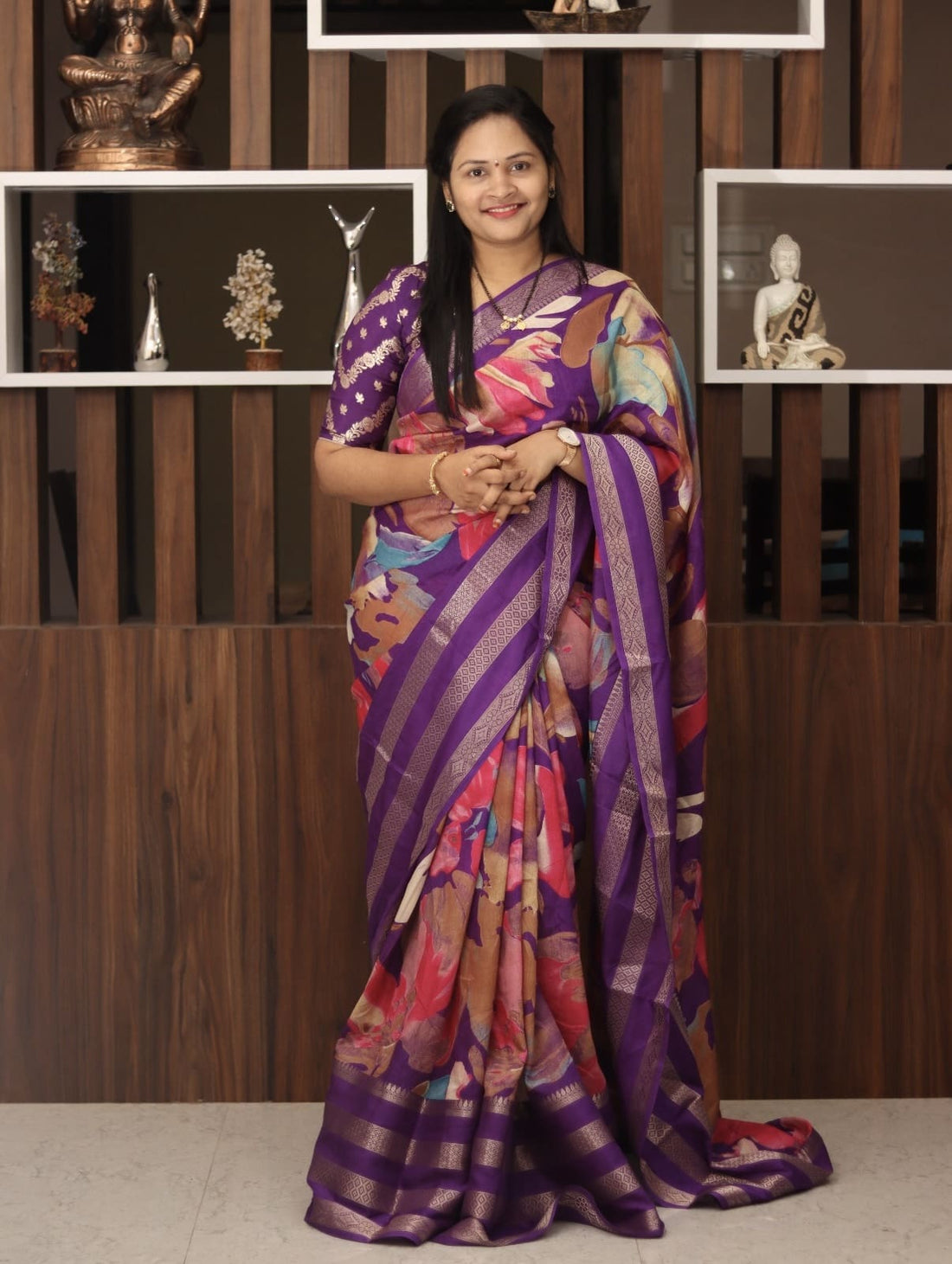 Purple Multi Color Saree