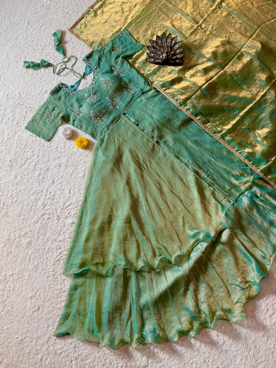Space silk Lehenga Choli with maggam work(NON-STORE)