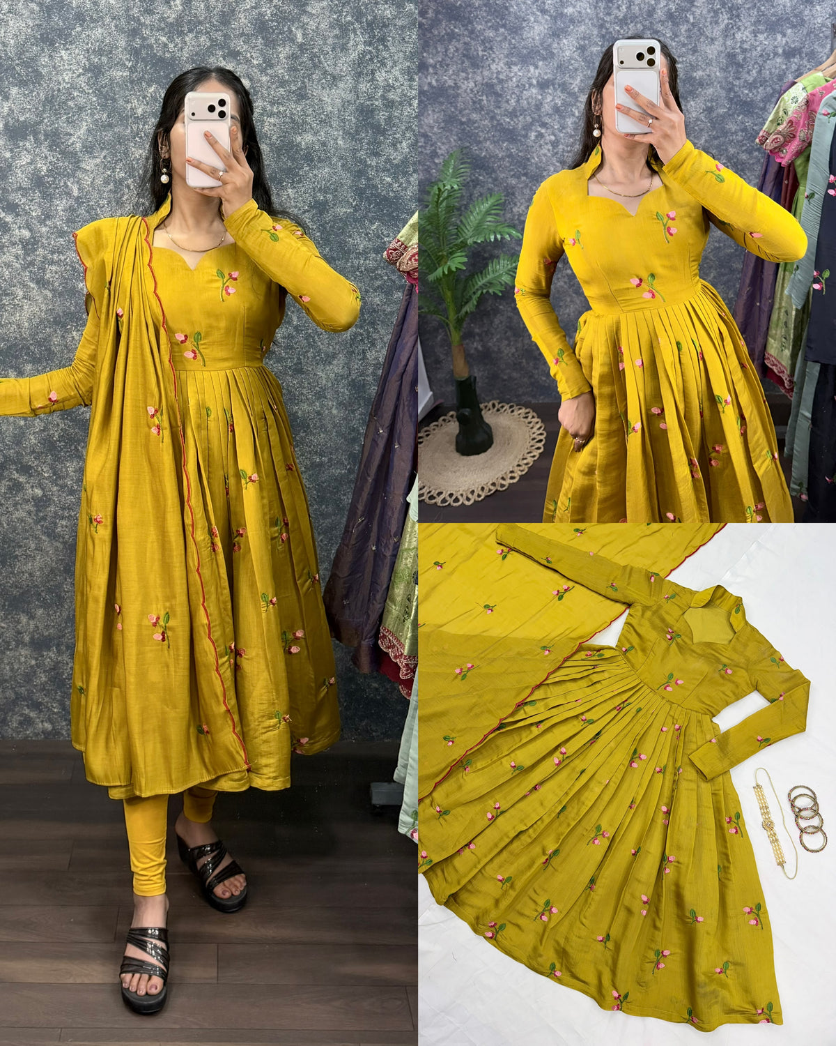 Premium Mull Chanderi Anarkali with Dupatta(NON-STORE)