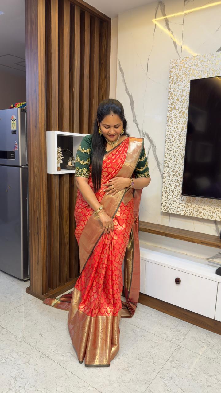 Red Special Semi Kanchi pattu saree