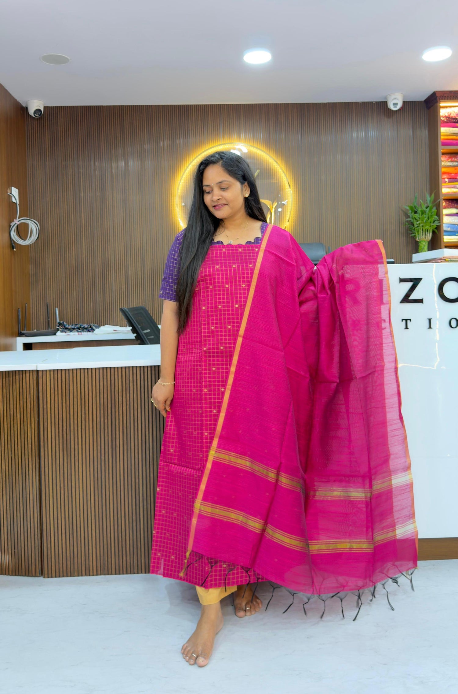 Raw silk pattu style unstitched dress materials