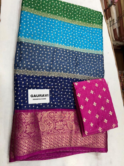 Multiple colour Dola silk saree