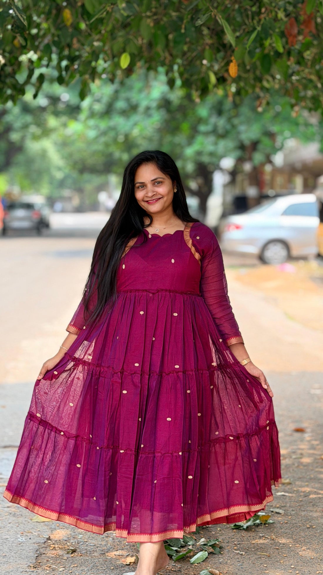 Narayanpet cotton frocks with flare and cotton lining
