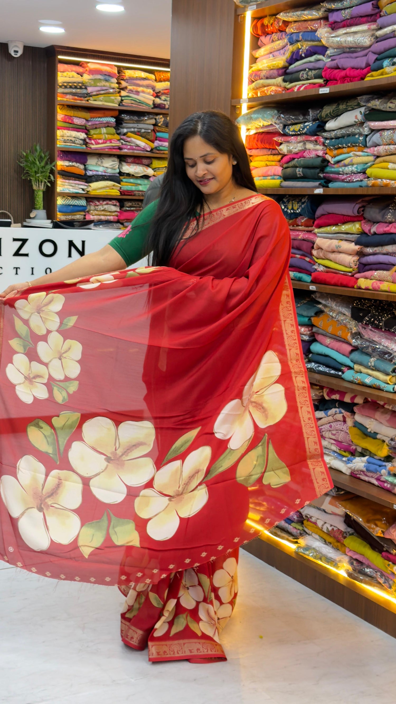 Mangalgiri digital print crape Georgette sarees