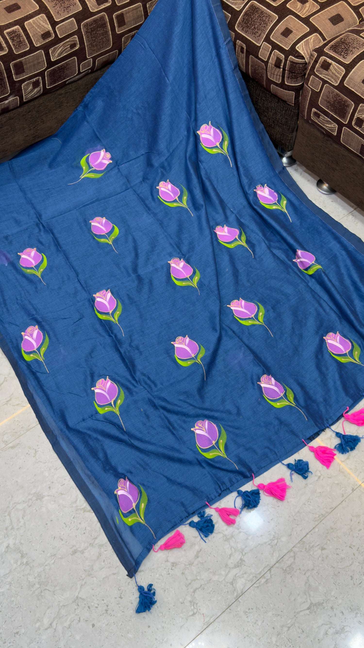 Pre Booking 1 week dispatch Hand paint Mul cotton saree