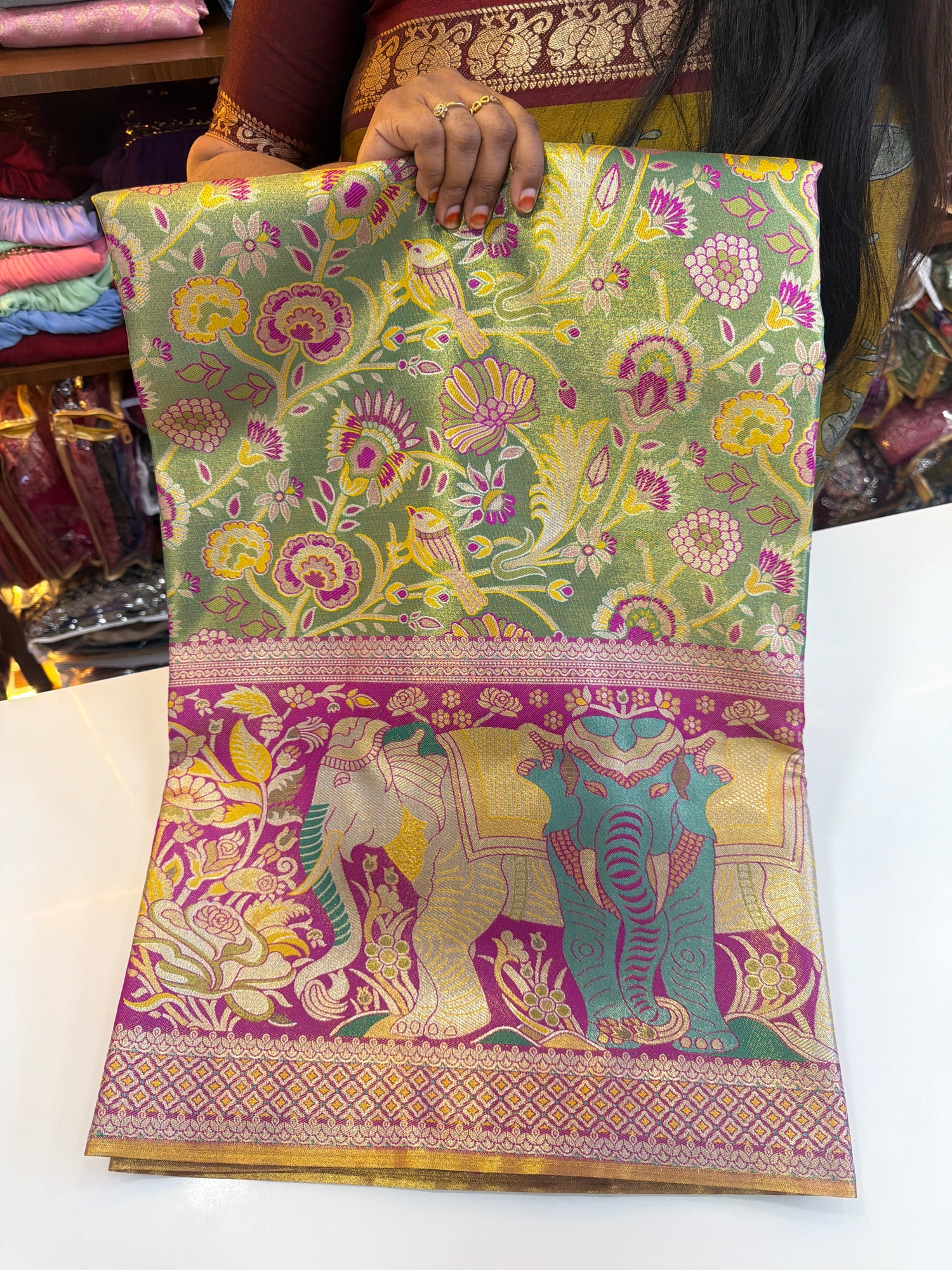 Meenakari Pattu saree