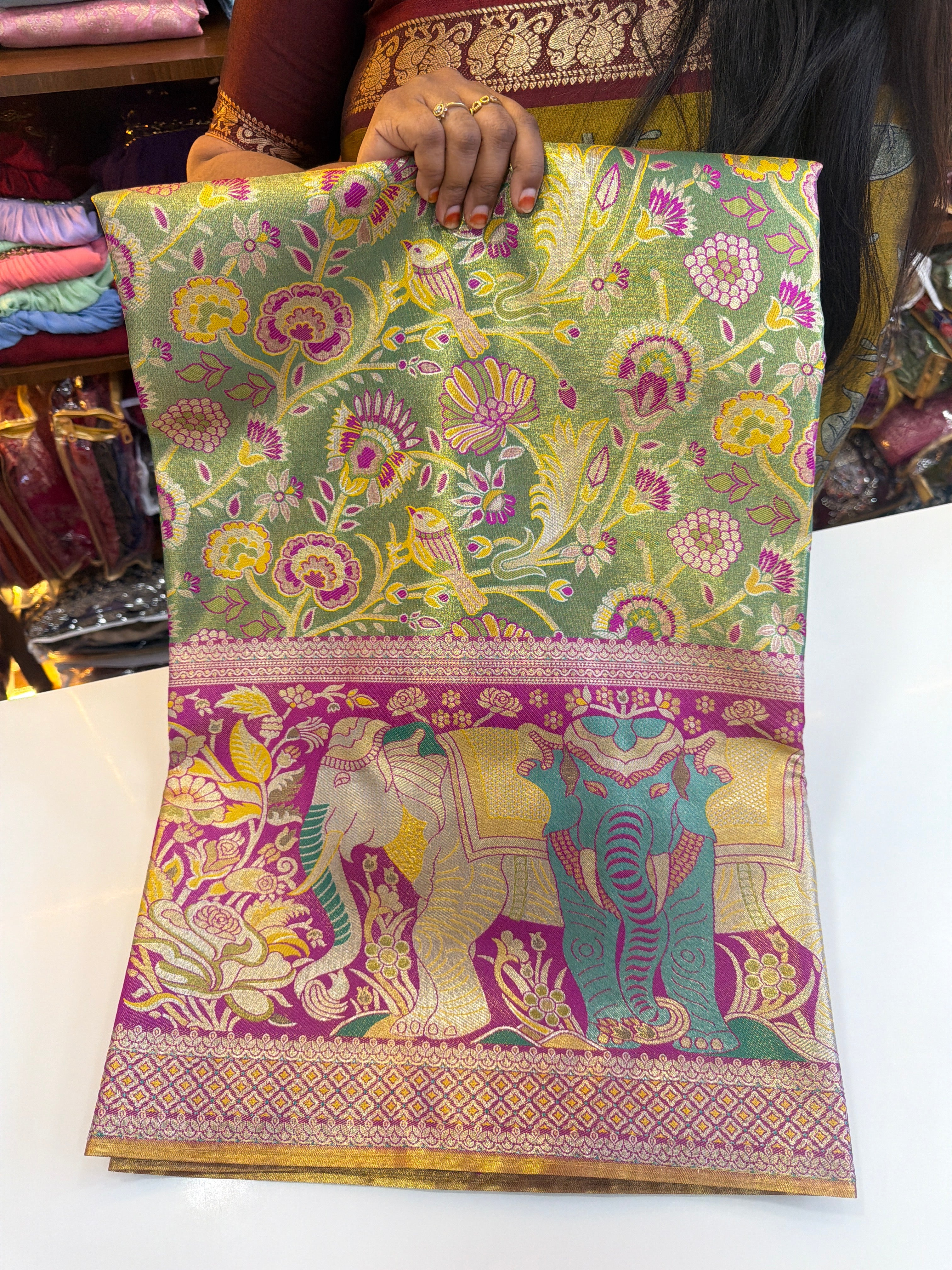 Meenakari Pattu saree