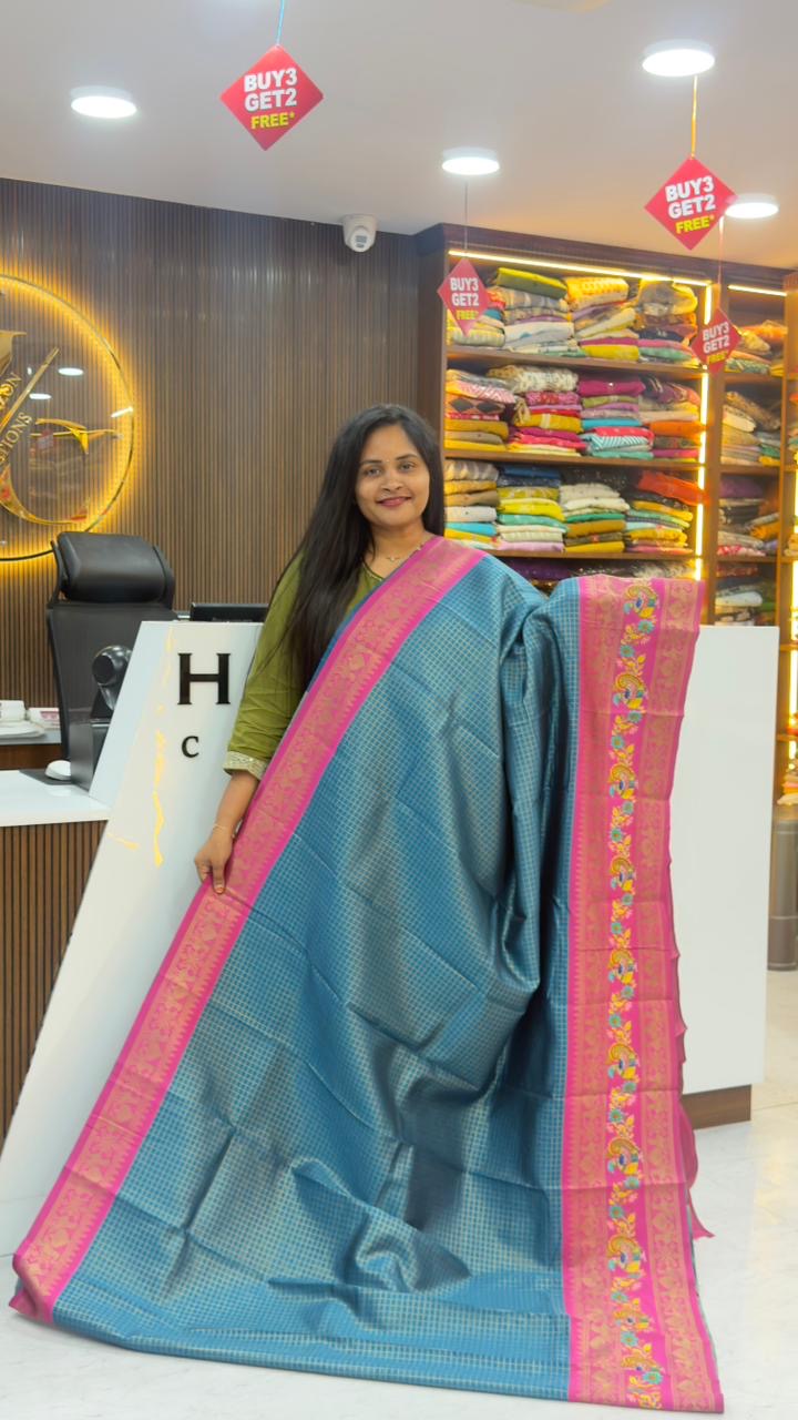 Vintage style sarees with Tanjore digital print across the border