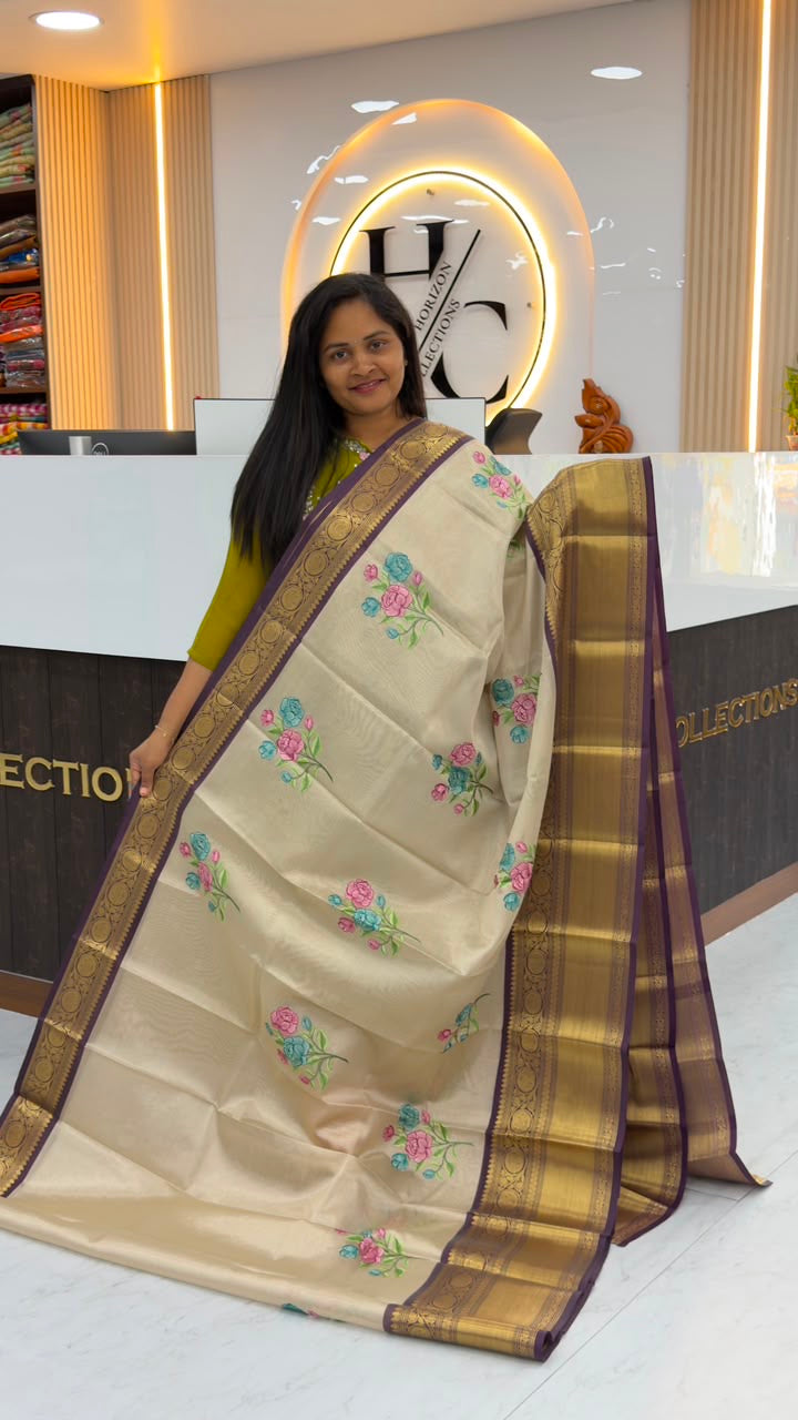 Tissue Banarasi with embroidery work