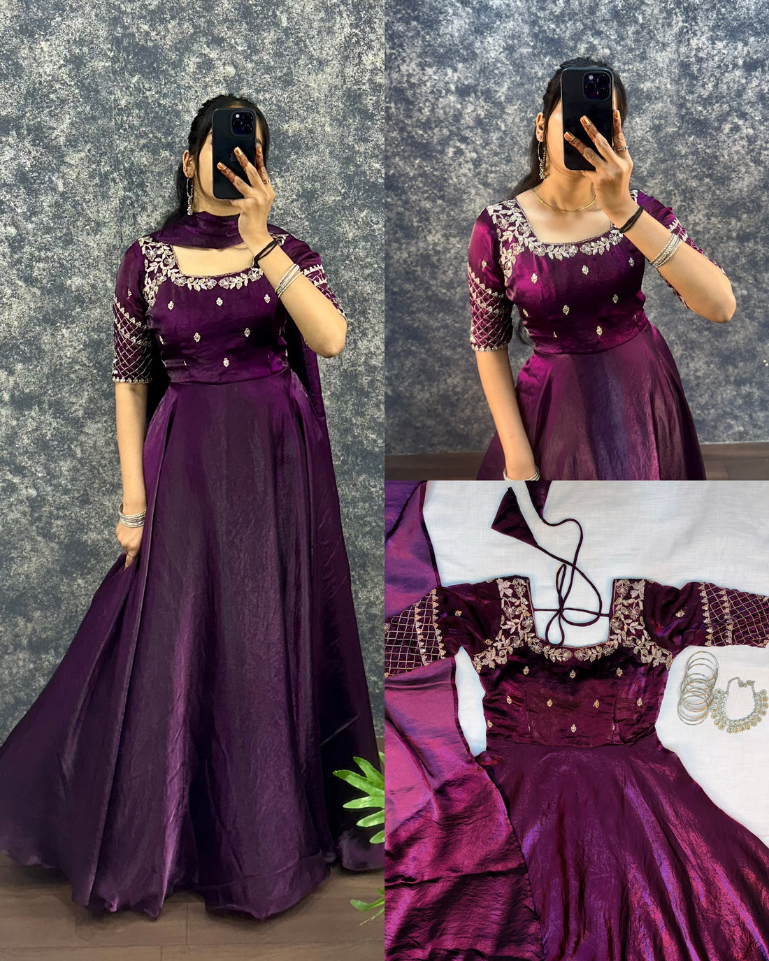 Premium Embroidery Sequence Gown with Dupatta(NON-STORE)