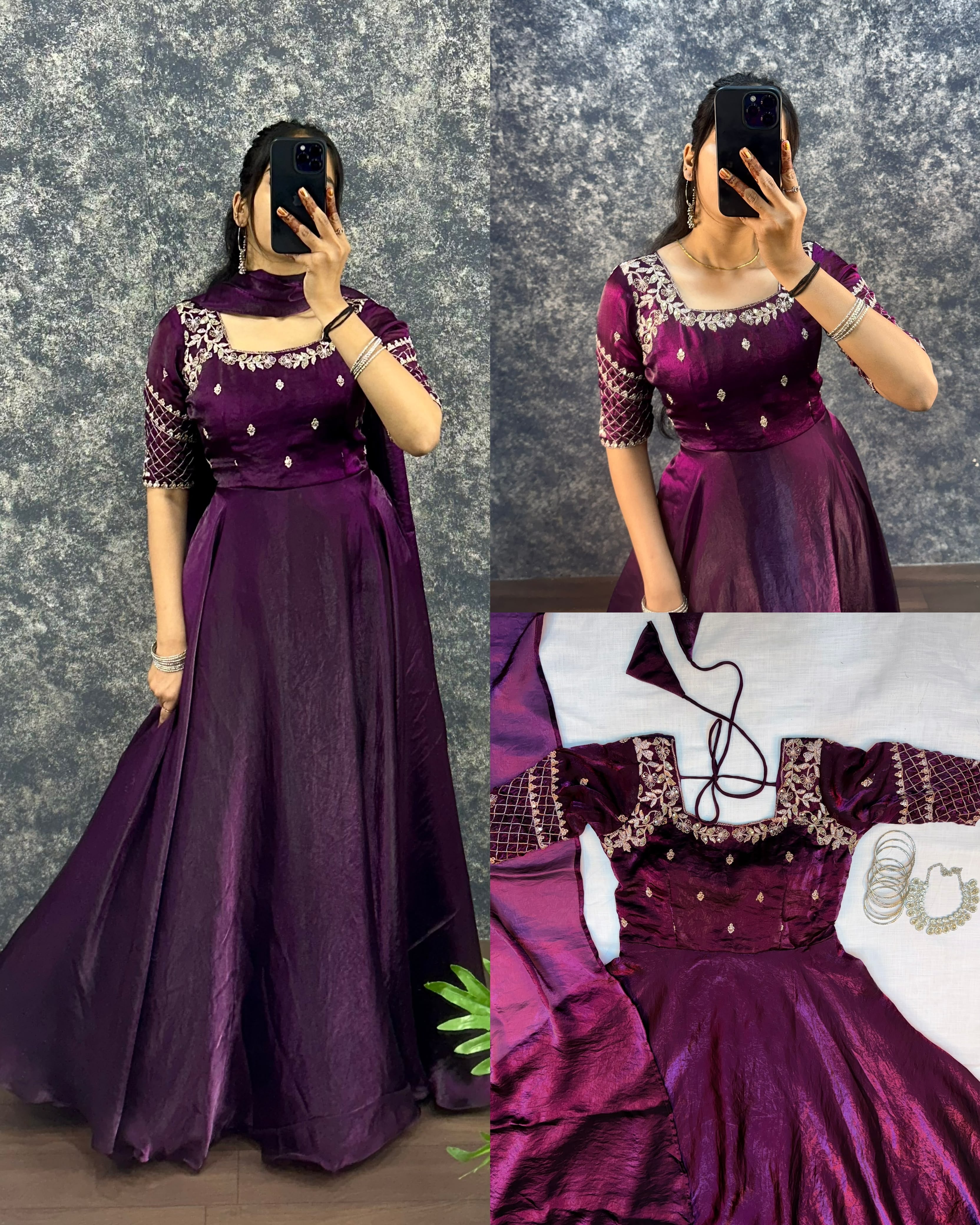 Premium Embroidery Sequence Gown with Dupatta(NON-STORE)