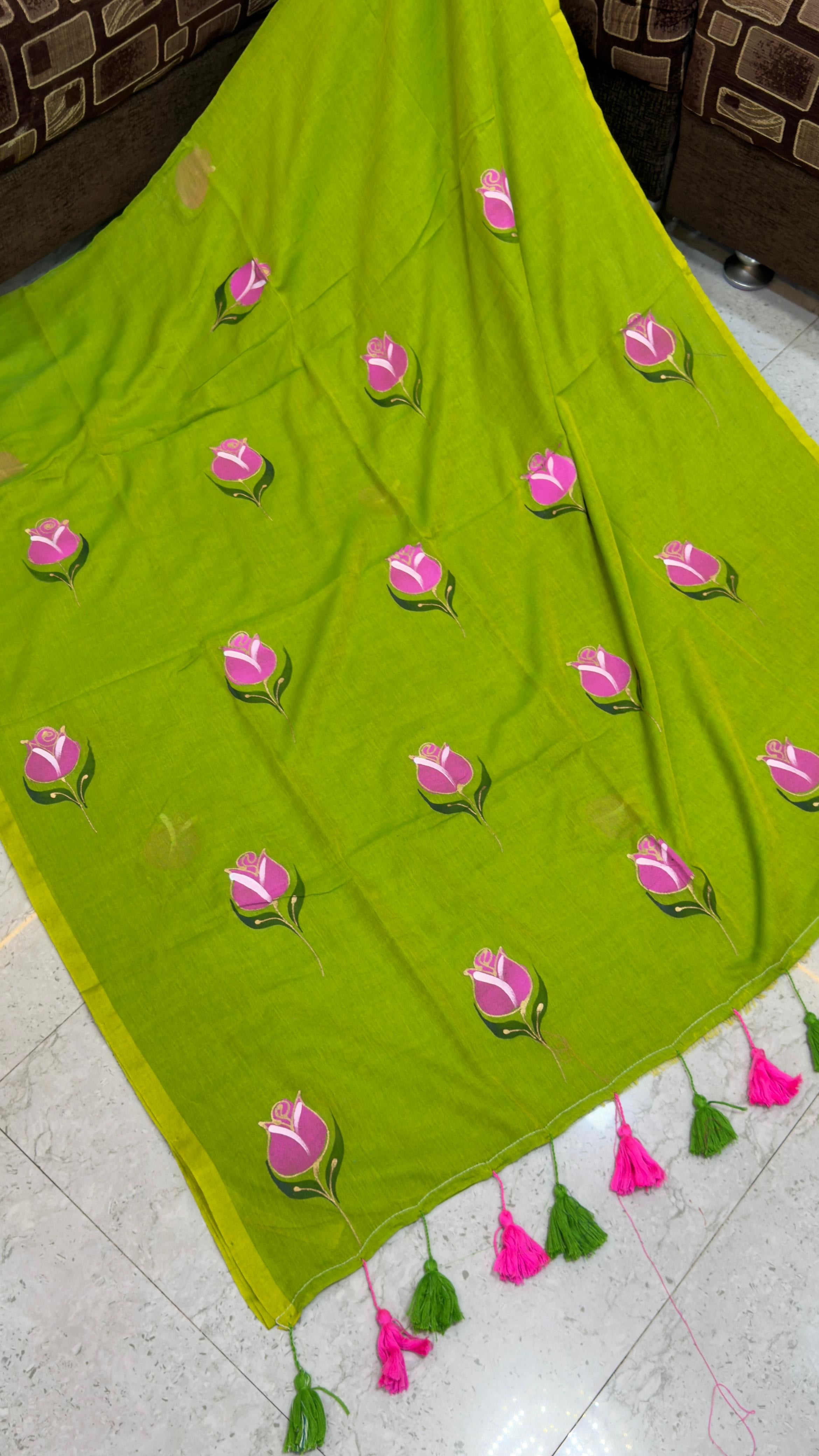 Pre Booking 1 week dispatch Hand paint Mul cotton saree