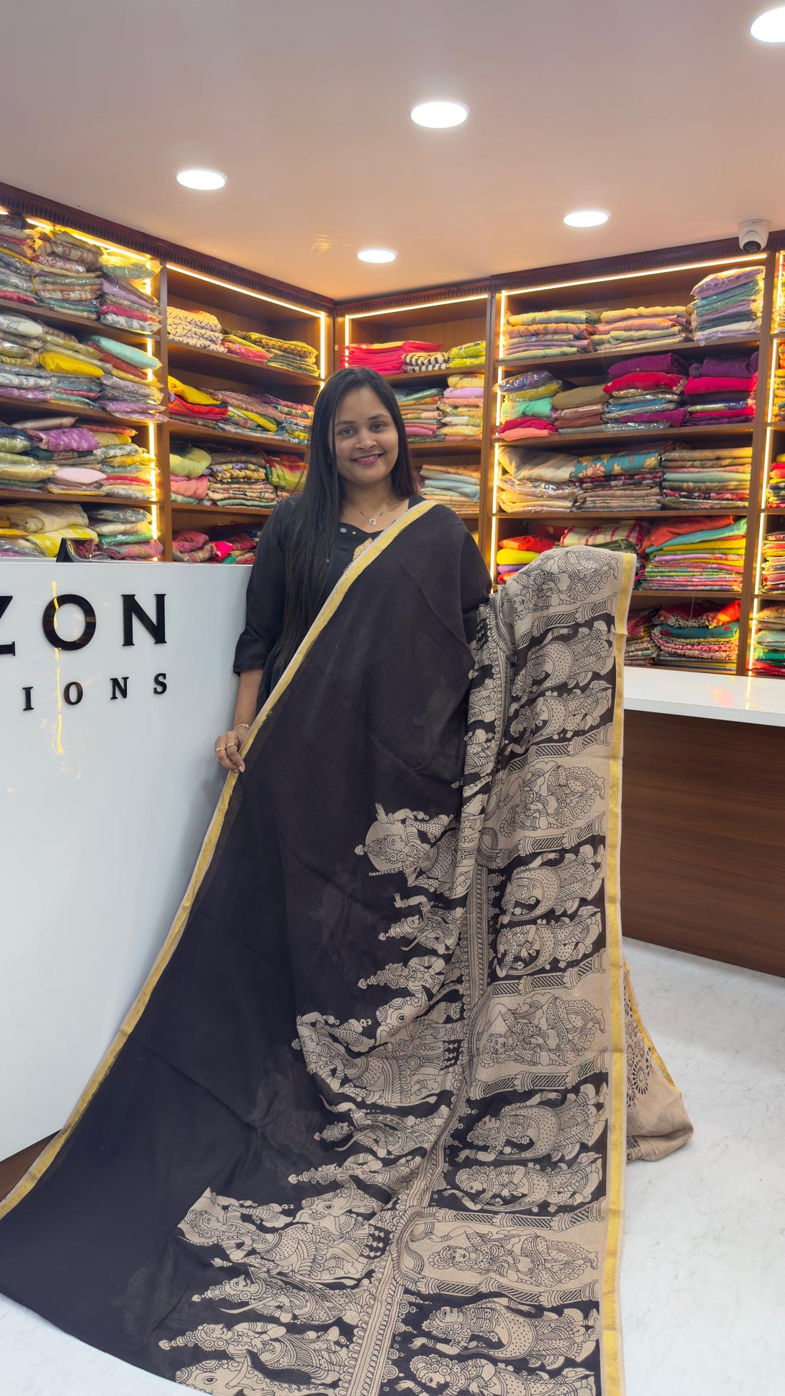 Pure Kota cotton sarees with Kalamkari design with natural colours