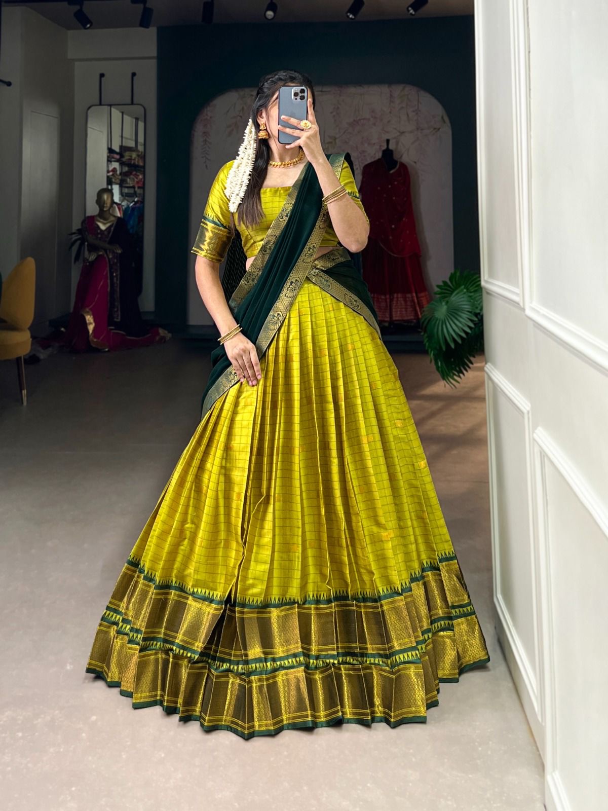 Paithani artistry on Cotton Silk Lehenga