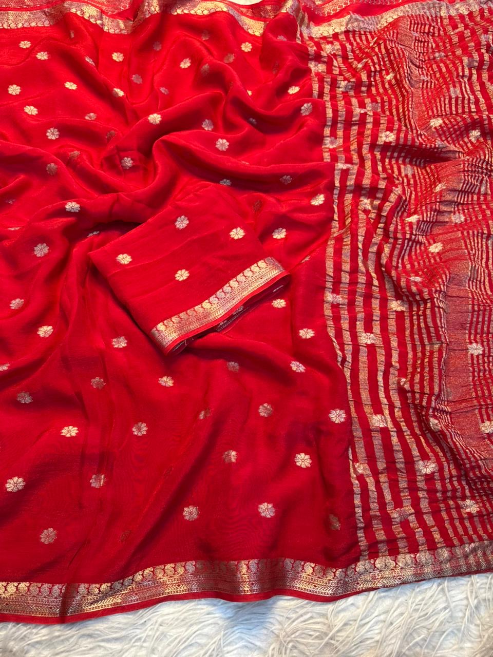 Pure viscose weaving jacquard saree with pure viscose matching blouse(NON-STORE)