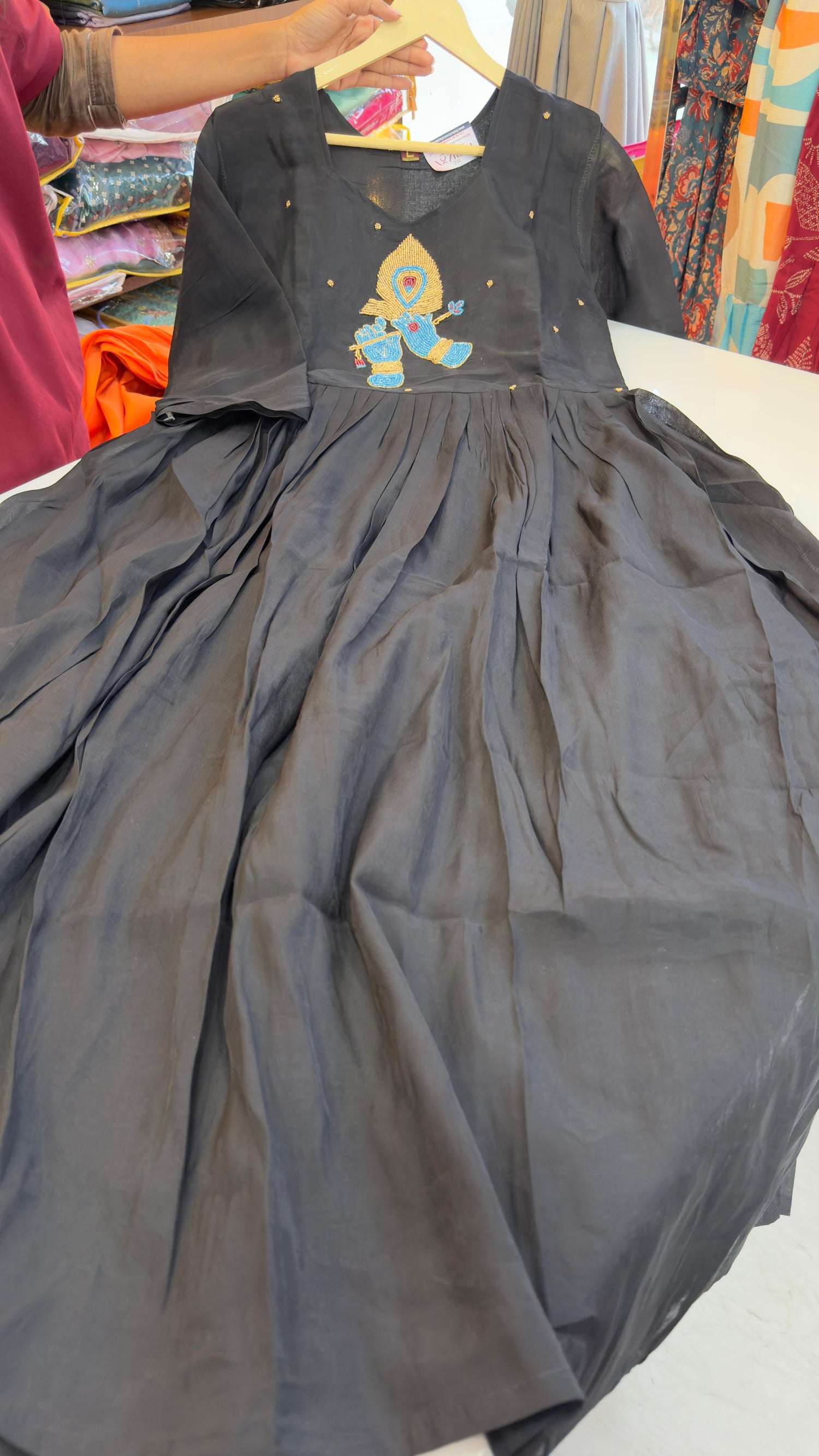 Mul Chanderi frocks with maggam work