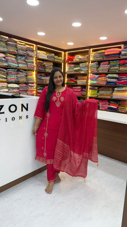 Roman silk party wear 3 piece set