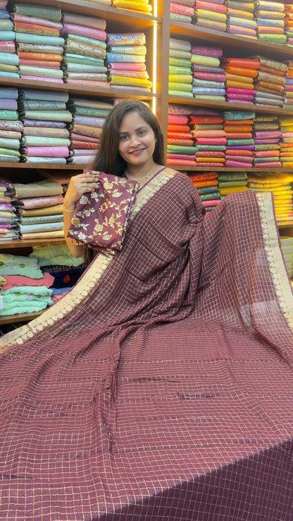 Viscose Georgette Saree With Mina Viscose Blouse