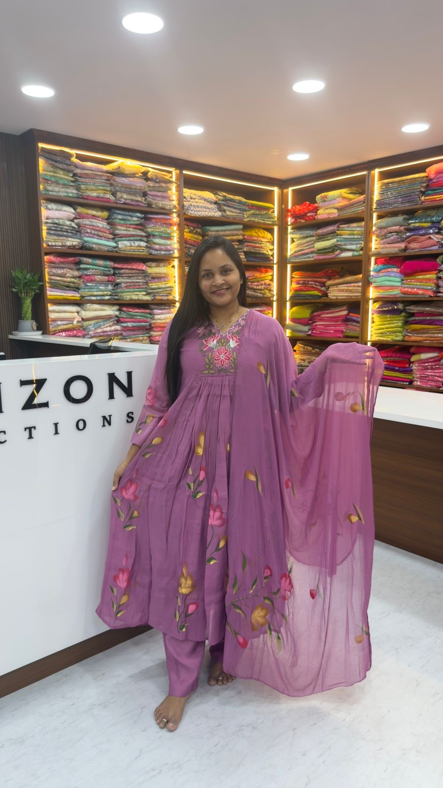 Mull Chanderi 3 piece set with hand paint design