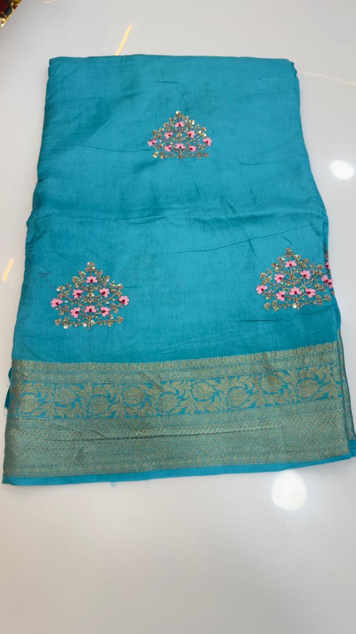 Banarasi matka crepe silk sarees with embroidery work