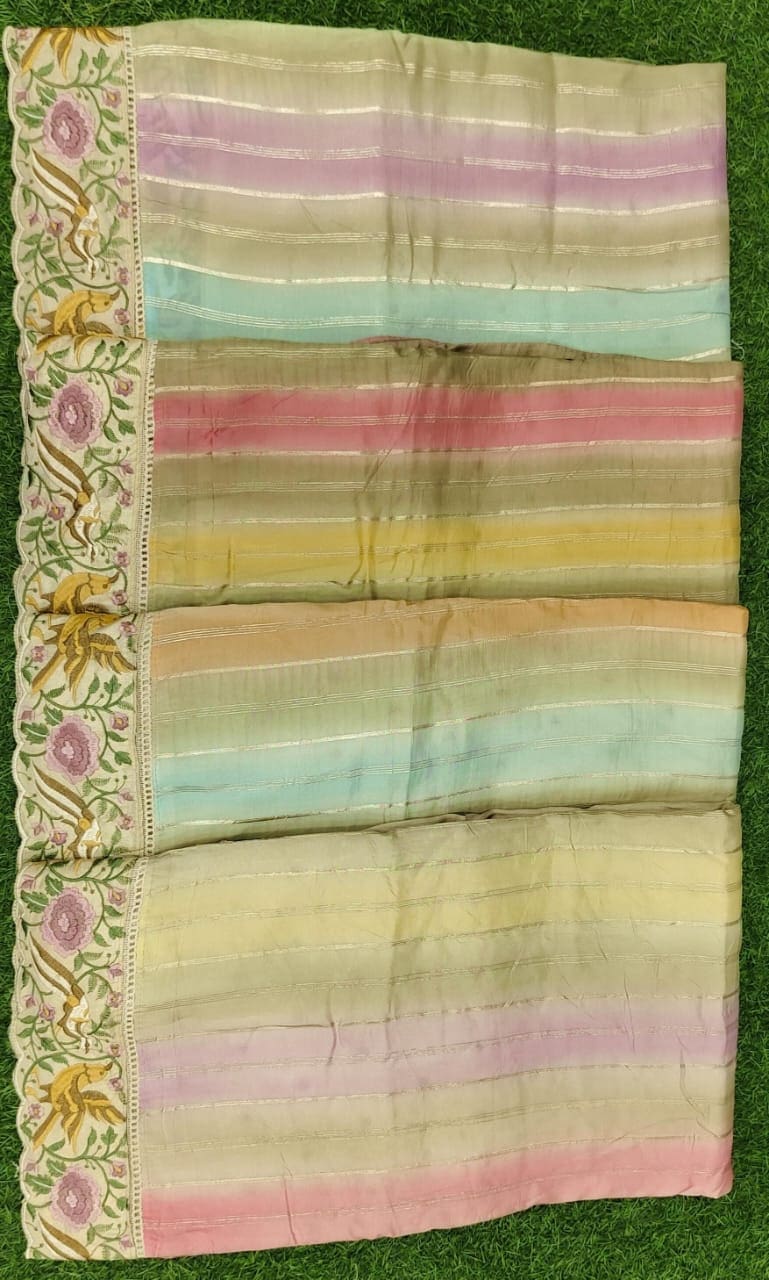 Multicolour Organza tissue saree