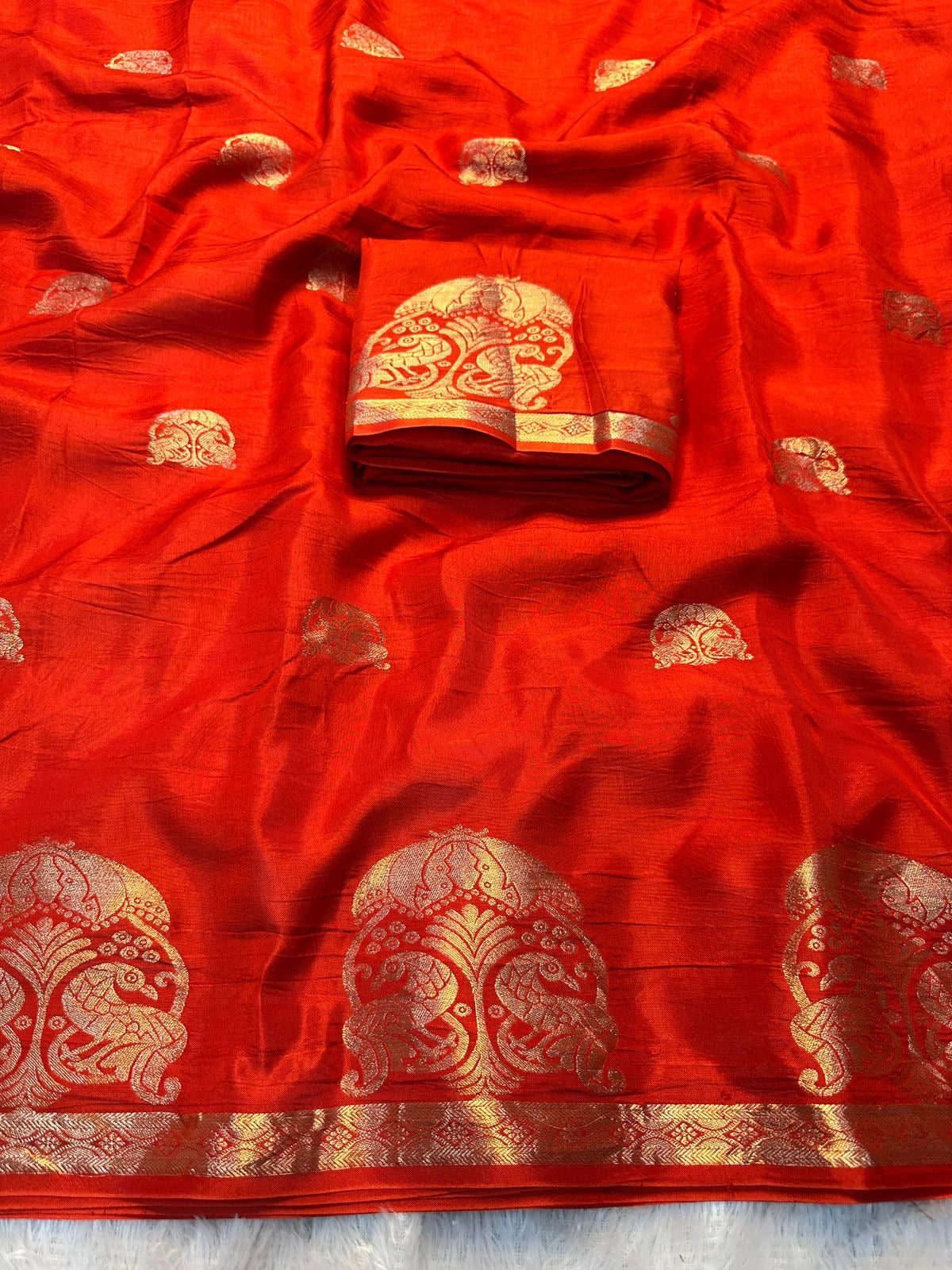 Pure Muslin Silk Saree With Running Blouse