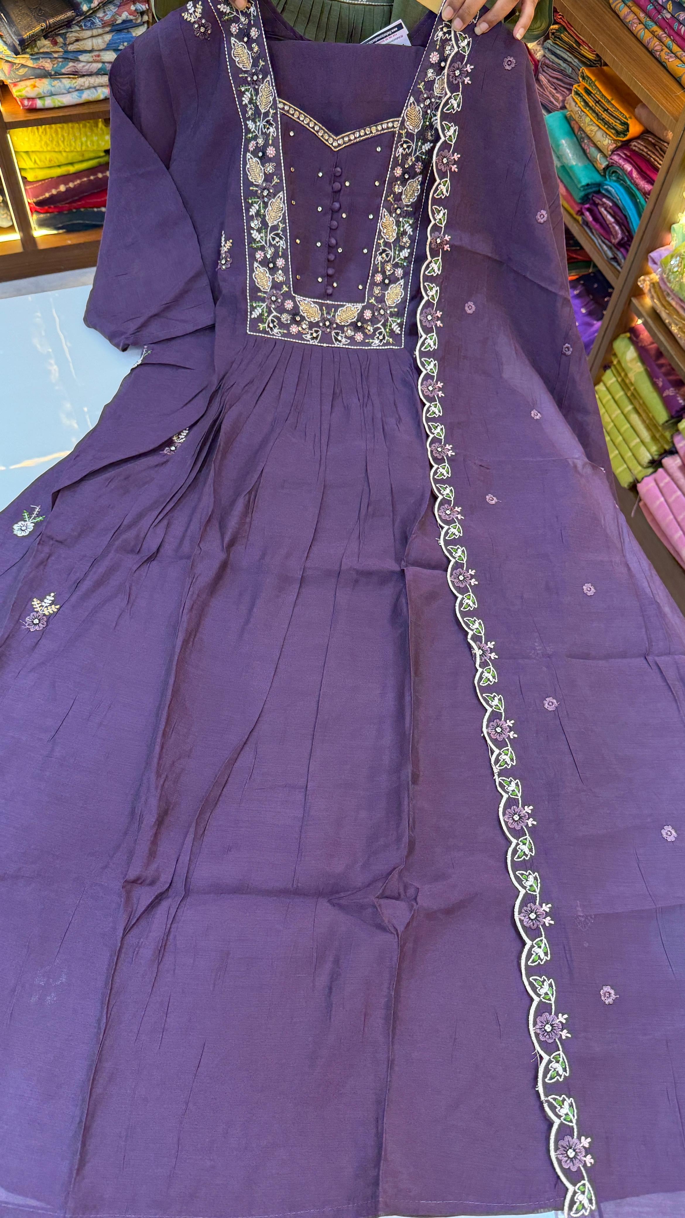 Mul Chanderi party wear 3 piece set