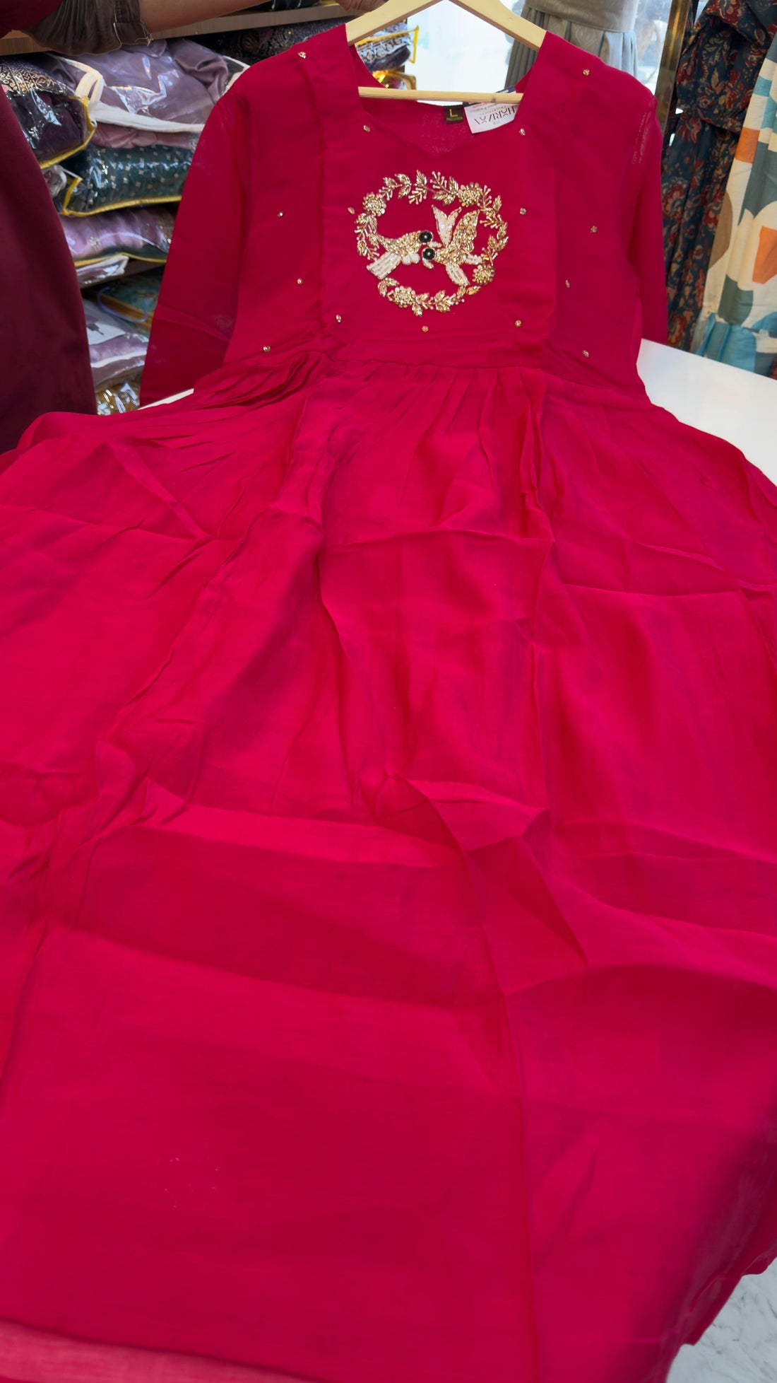 Mul Chanderi frocks with maggam work